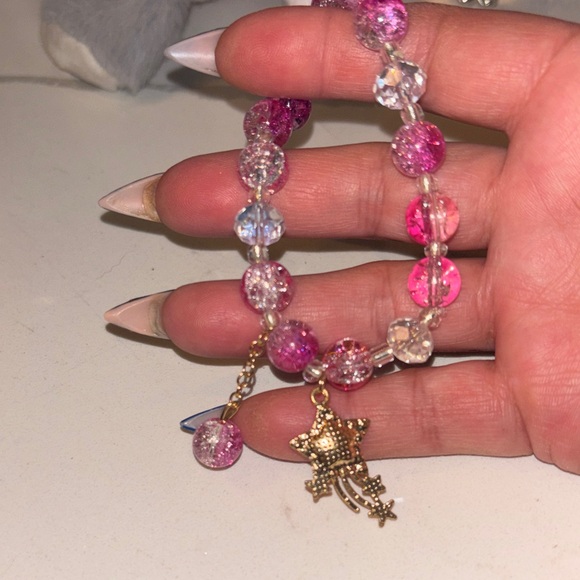 Pink and Gold Star Charm Bracelet - Picture 3 of 3